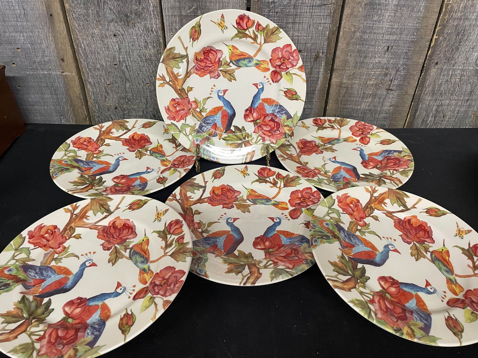 Set of 6 Andrew Tanner Majestic Peacock Salad Plates 8.75": Set of 6 Andrew Tanner Majestic Peacock Salad Plates 8.75"