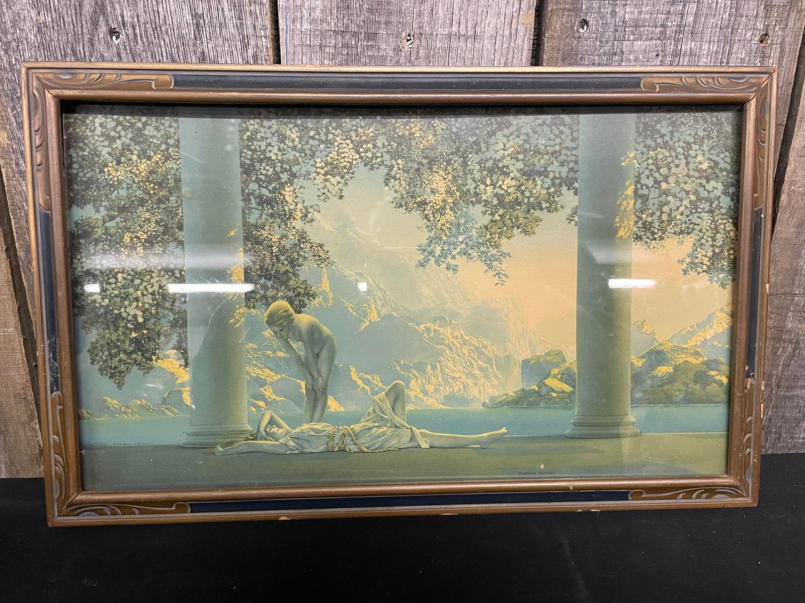 Framed "Daybreak" by Maxfield Parish: Framed "Daybreak" by Maxfield Parish