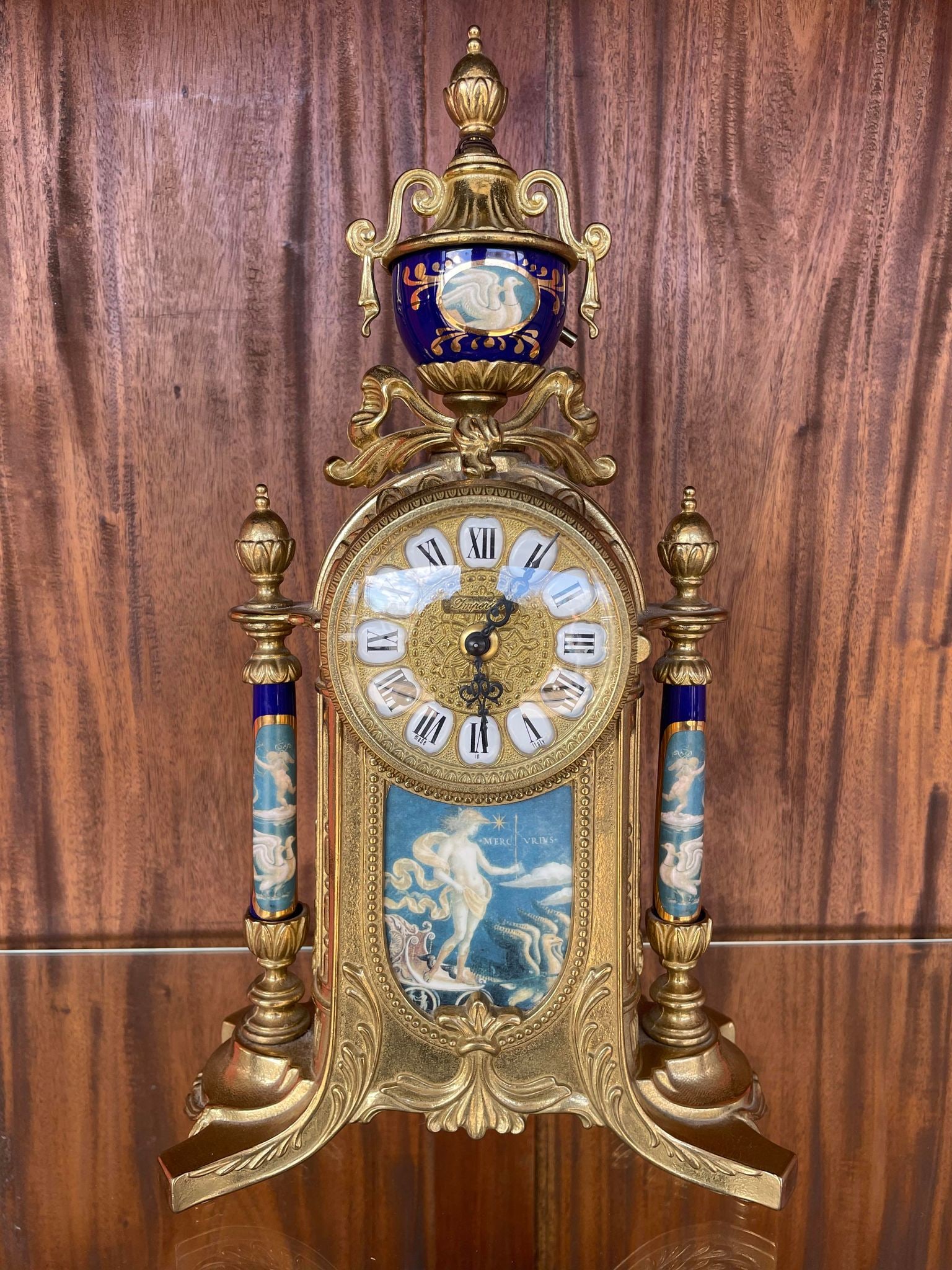 Vintage Ornate Imperial Italian Mantle Brass & Porcelain Clock (1 of 6)
