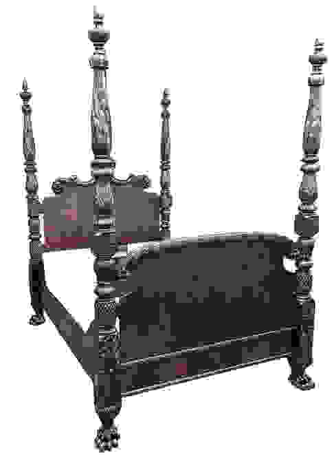 Victorian Mahogany Rj Horner Carved Four Poster Bed W/ Acanthus Carved