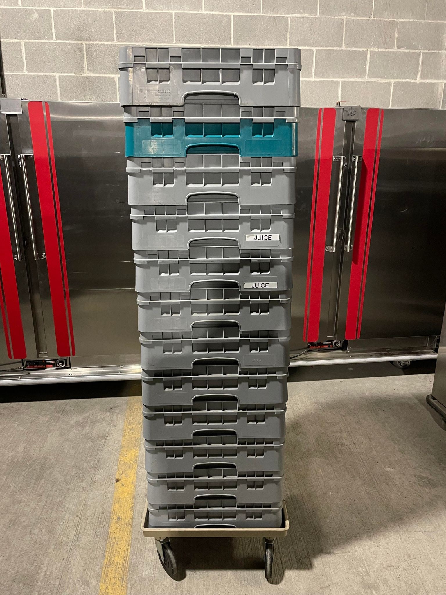 Beverage Racks on Dolly - Approx 12 Per Lot, Colors WILL Vary, Photo shows an example of what is: Beverage Racks on Dolly - Approx 12 Per Lot, Colors WILL Vary, Photo shows an example of what is received