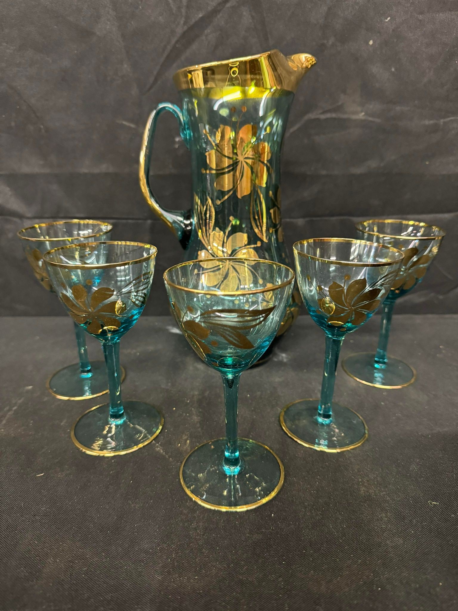 Mid-Century - Blue and Gold Glass: Mid-Century - Blue and Gold Glass