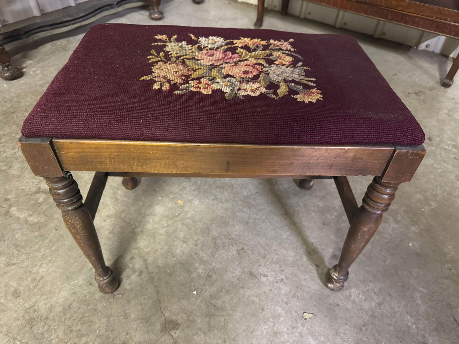 Embroidered Tapestry  Foot Stool (1 of 4)