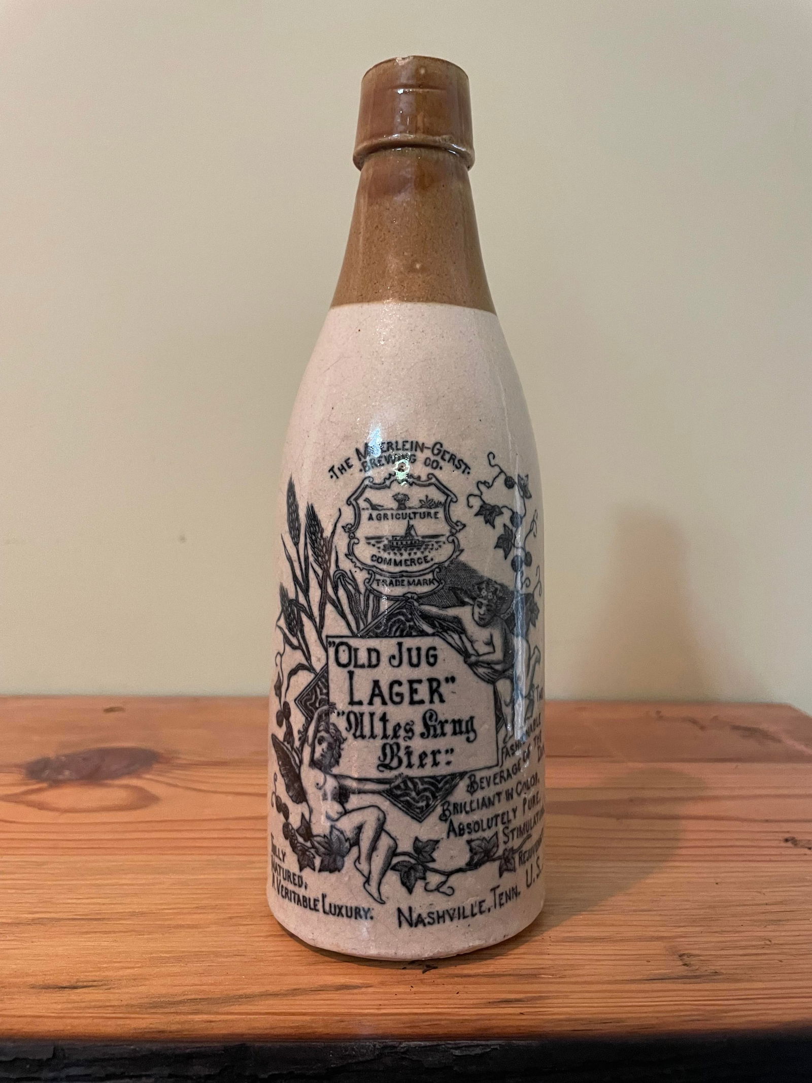 The Moerlein-Gerst Brewing Co."Old Jug Lager" Beer Jug, Nashville Tenn.: The Moerlein-Gerst Brewing Co."Old Jug Lager" Beer Jug, Nashville Tenn.