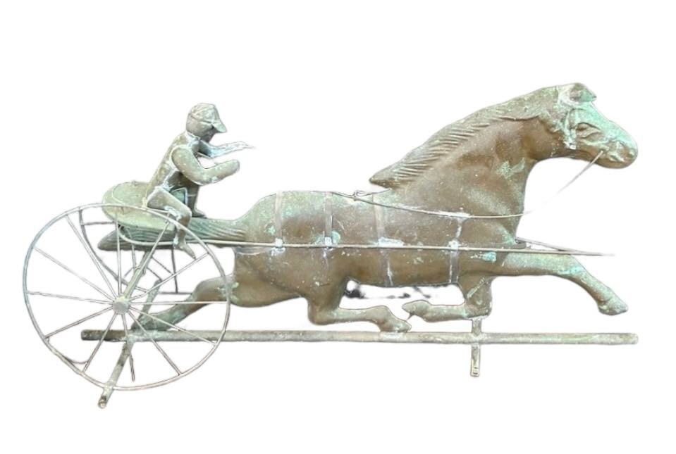 Early Copper Weathervane  of Horse and Jockey 32"L x 16"T (1 of 3)
