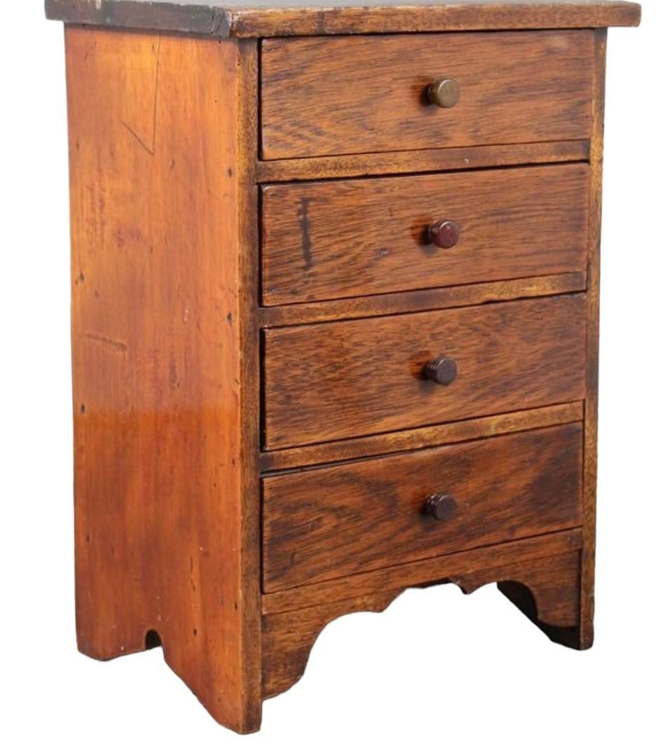 Early 4 Drawer Miniature Chest  15"T  1"W  7.5"Deep (1 of 4)