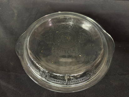 Vintage Fire King Etched Glass Platter: Vintage Fire King Etched Glass Platter