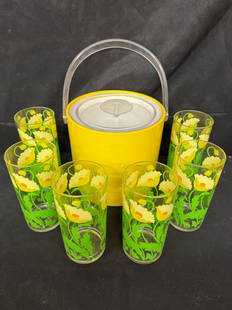 Georges Briard USA Ice Bucket and Beverage Glasses: Georges Briard USA Ice Bucket and Beverage Glasses