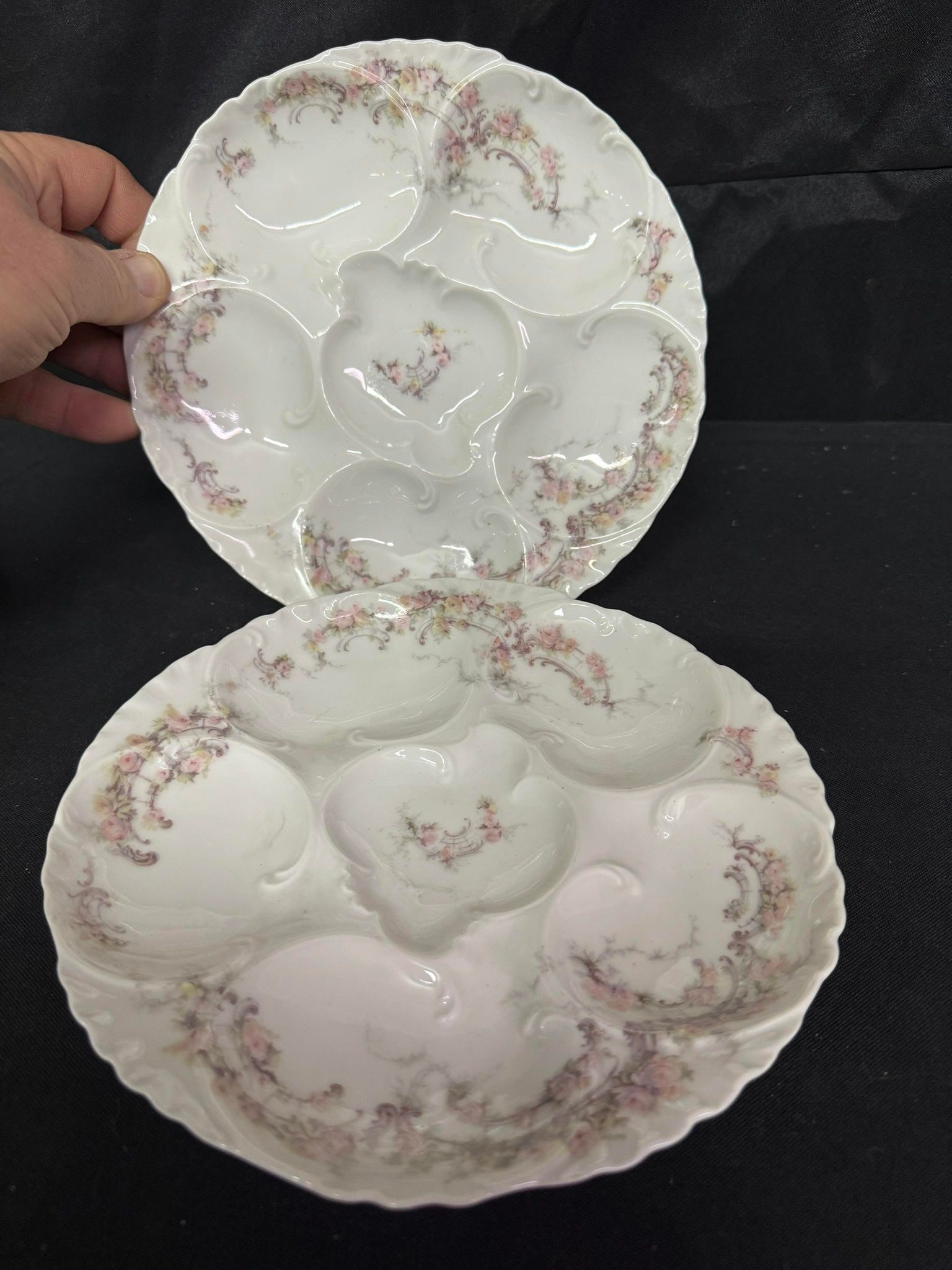 Antique H&O L France Haviland & Co. Limoges Oyster Platter: Antique H&O L France Haviland & Co. Limoges Oyster Platter