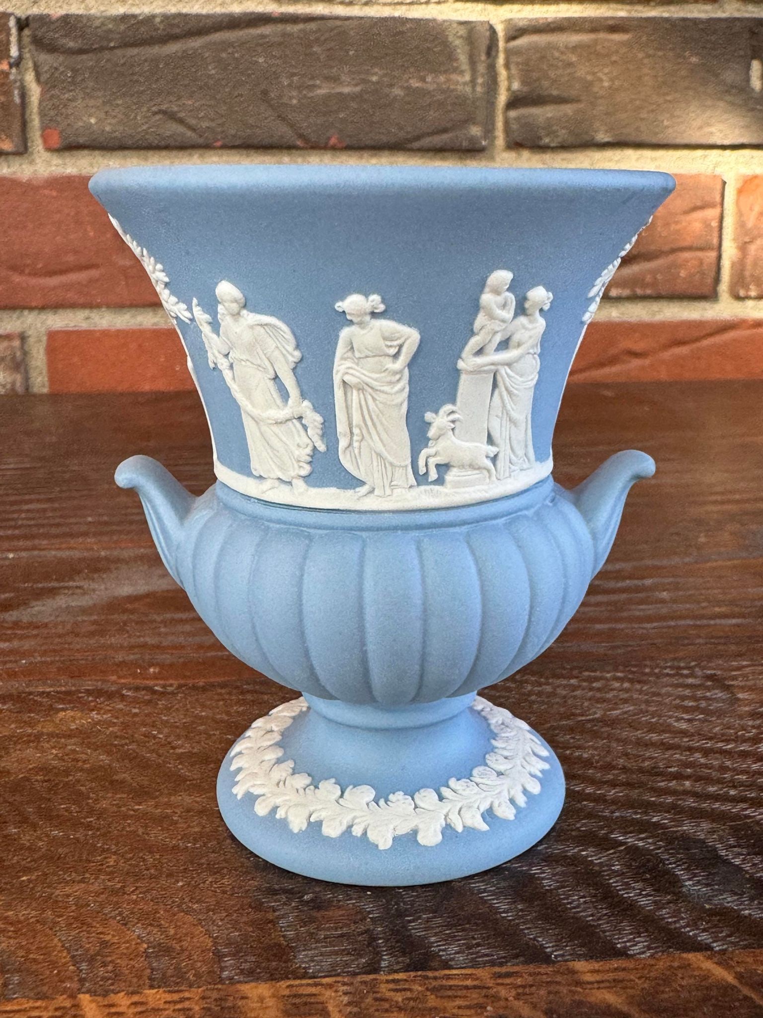 Wedgwood Jasperware Blue and White Handled Urn (1 of 2)