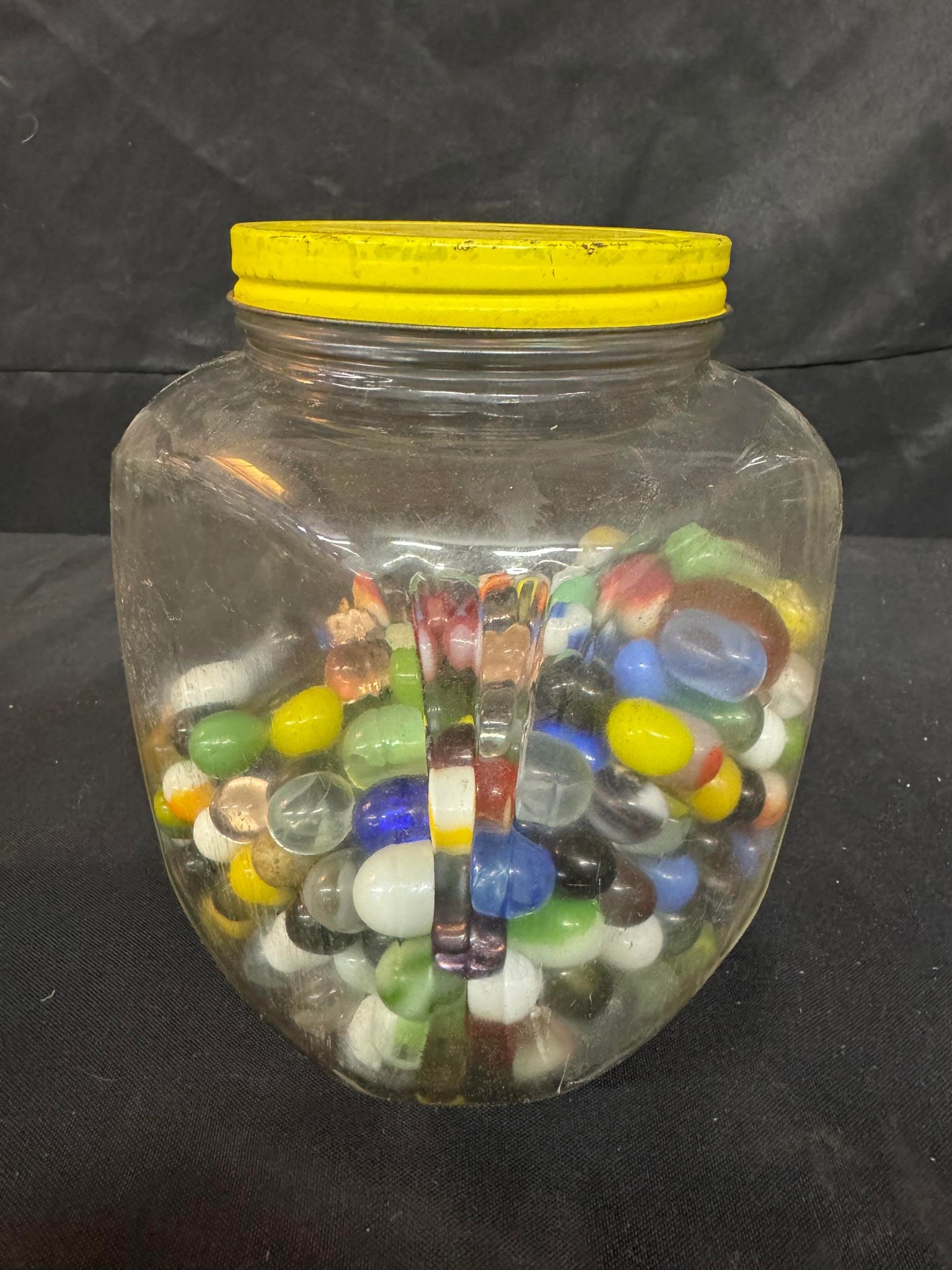 Vintage Jar w/ Metal Lid Full of Marbles (1 of 3)