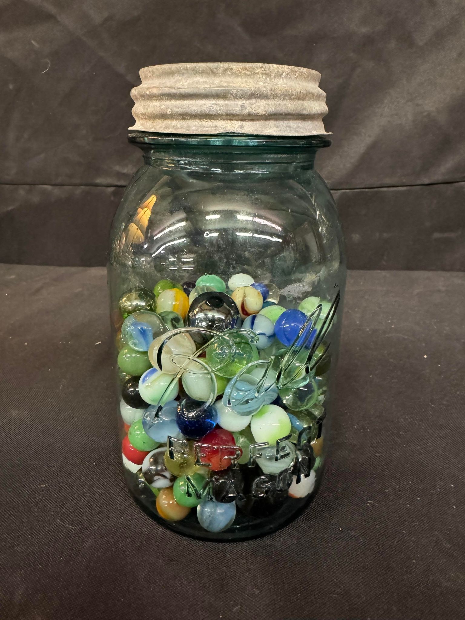 Vintage Ball Jar of Marbles: Vintage Ball Jar of Marbles