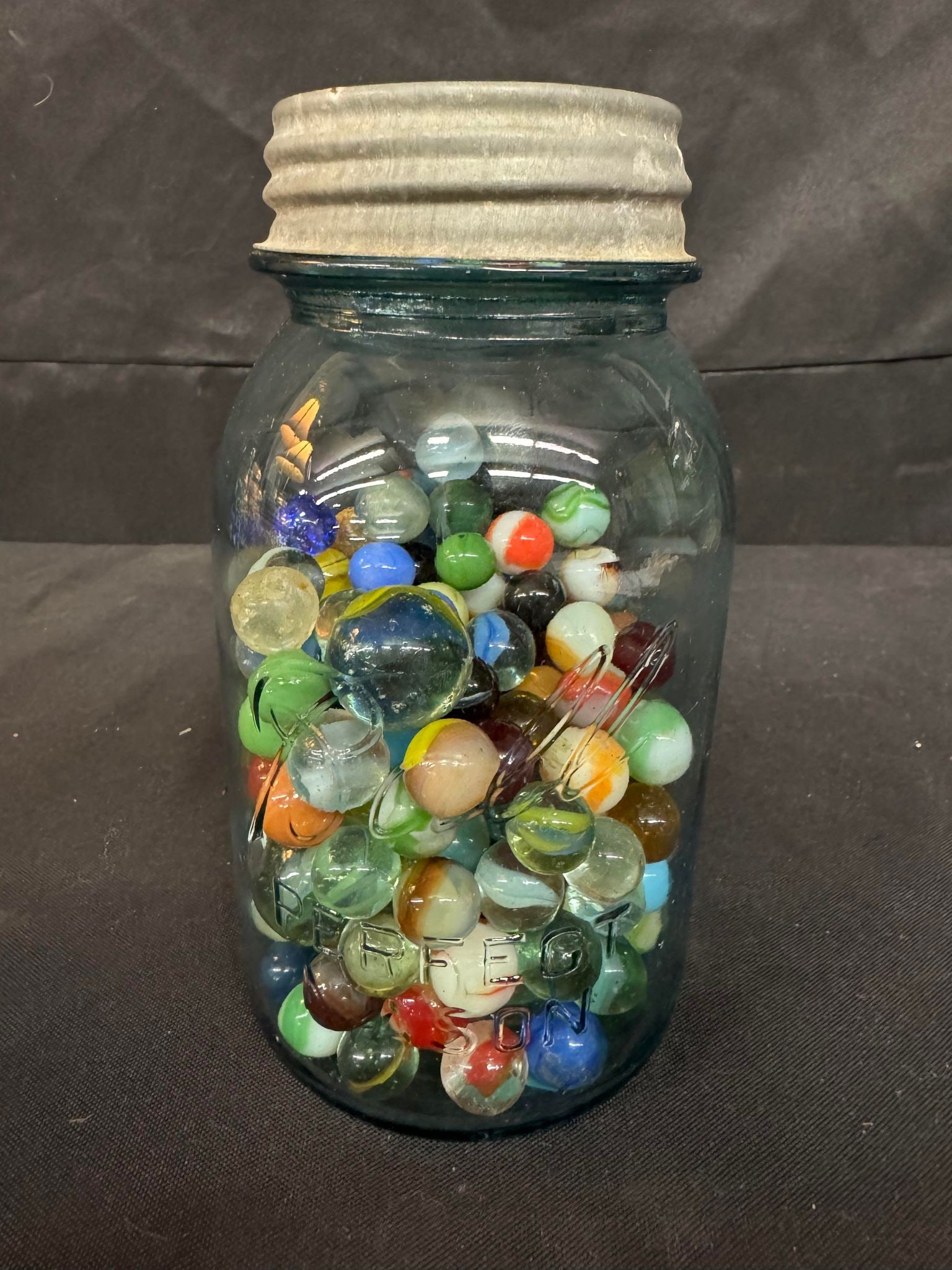 Vintage Ball Jar of Marbles: Vintage Ball Jar of Marbles