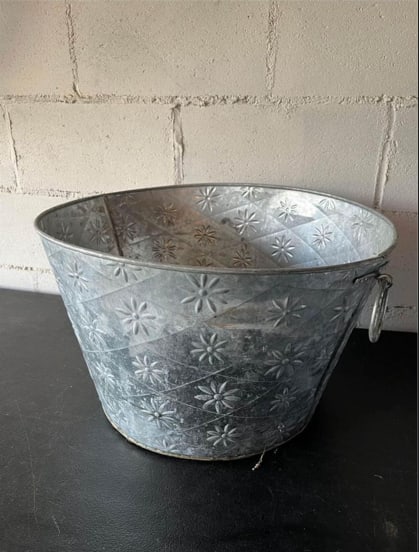 Galvanized Bucket w/ Floral Emboss Design (1 of 1)