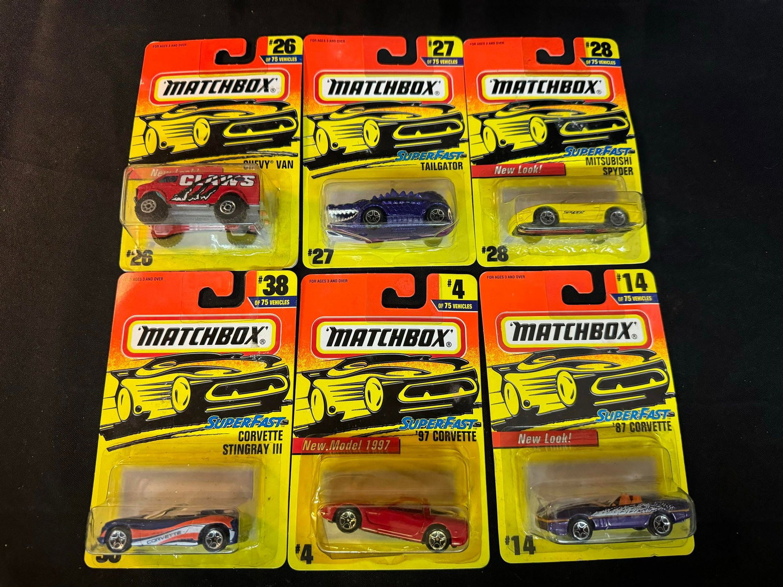 6 Matchbox Cars - Numbers: 4, 26, 27, 28, 38, 14: 6 Matchbox Cars - Numbers: 4, 26, 27, 28, 38, 14