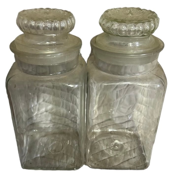 Pair of Apothecary Style jars w/ Lids  - 11"T (1 of 1)