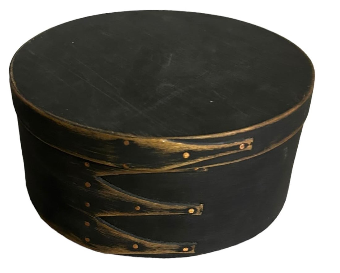 Shaker Style Pantry Box in Black Paint - 3.5"T - 8"Round (1 of 2)