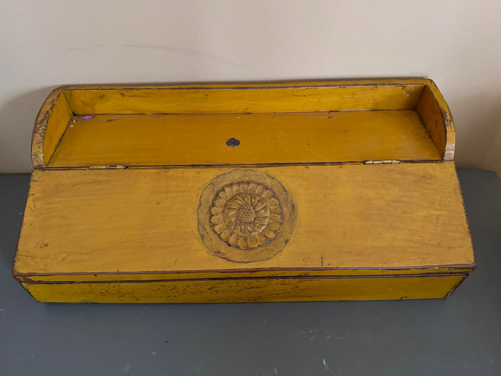 Painted Box w/ Craft Supplies and Labels: Painted Box w/ Craft Supplies and Labels