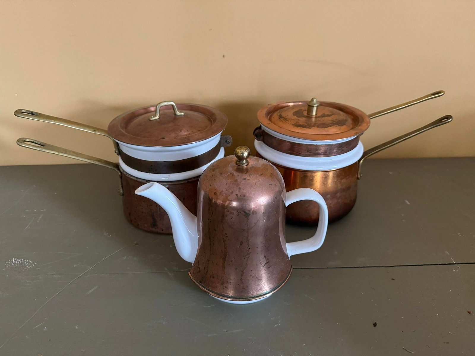 Copper and Ceramic Pitcher and Double Boilers (1 of 2)