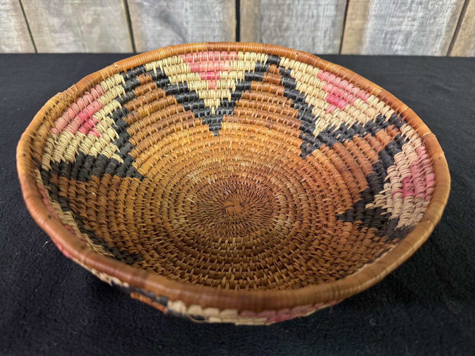 Native American Indian Coil Basket Bowl, 9.5" (1 of 3)