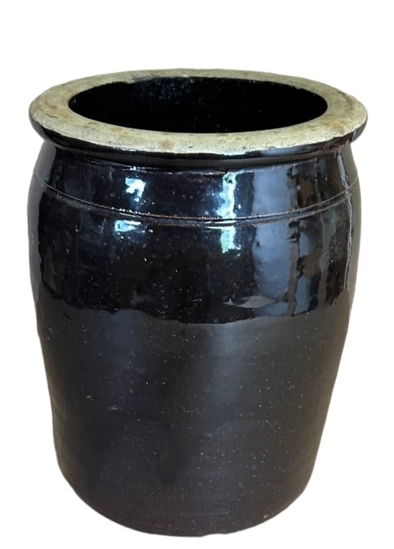 Early Brown Stoneware Crock (1 of 2)