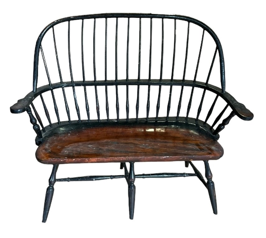 Salesman Sample Windsor Style Bench  - 15"T, 17"W, 9"D (1 of 3)