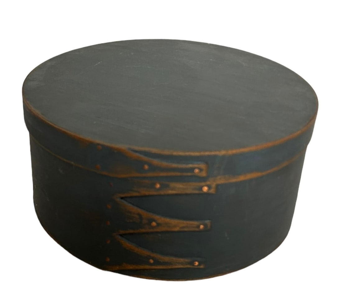 Blue Grey Painted Pantry Box  - 9"Dia (1 of 1)