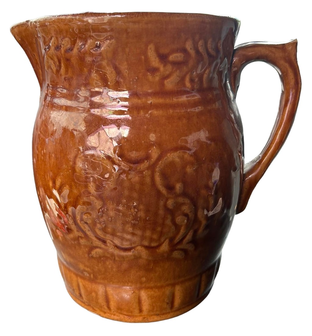 Early Brown Glaze Milk Pitcher  - 8"T,  8"W,  6"D (1 of 2)