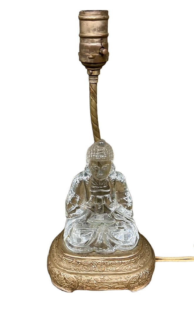 Glass Buddha Lamp - 12"T / 6"W / 5"D: Glass Buddha Lamp - 12"T / 6"W / 5"D