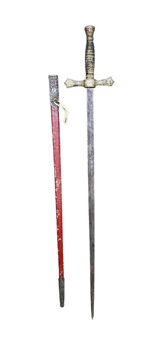 Early Sword w/ Bronze Handle and Sheath  -  35"L (1 of 3)