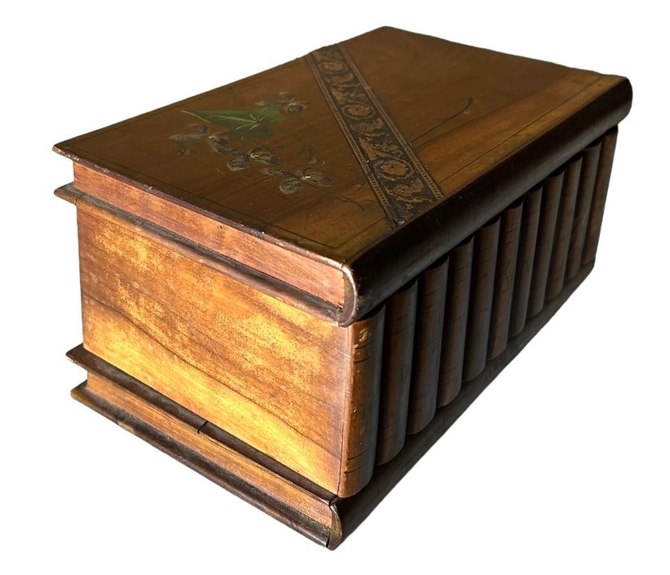 Victorian Style Dresser Box Carved in Book Style  -  5"T / 9"L / 5"D (1 of 2)