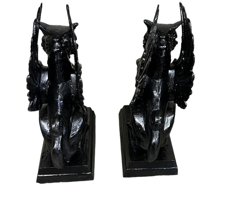 Pair of Victorian Style Metal Griffons - 32"T / 10"W / 18"D: Pair of Victorian Style Metal Griffons - 32"T / 10"W / 18"D