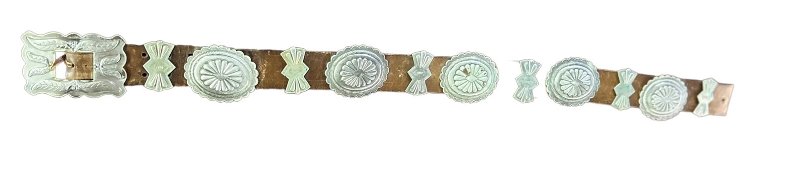 Native American Indian Style Belt w/ Silver Decorative Discs: Native American Indian Style Belt w/ Silver Decorative Discs