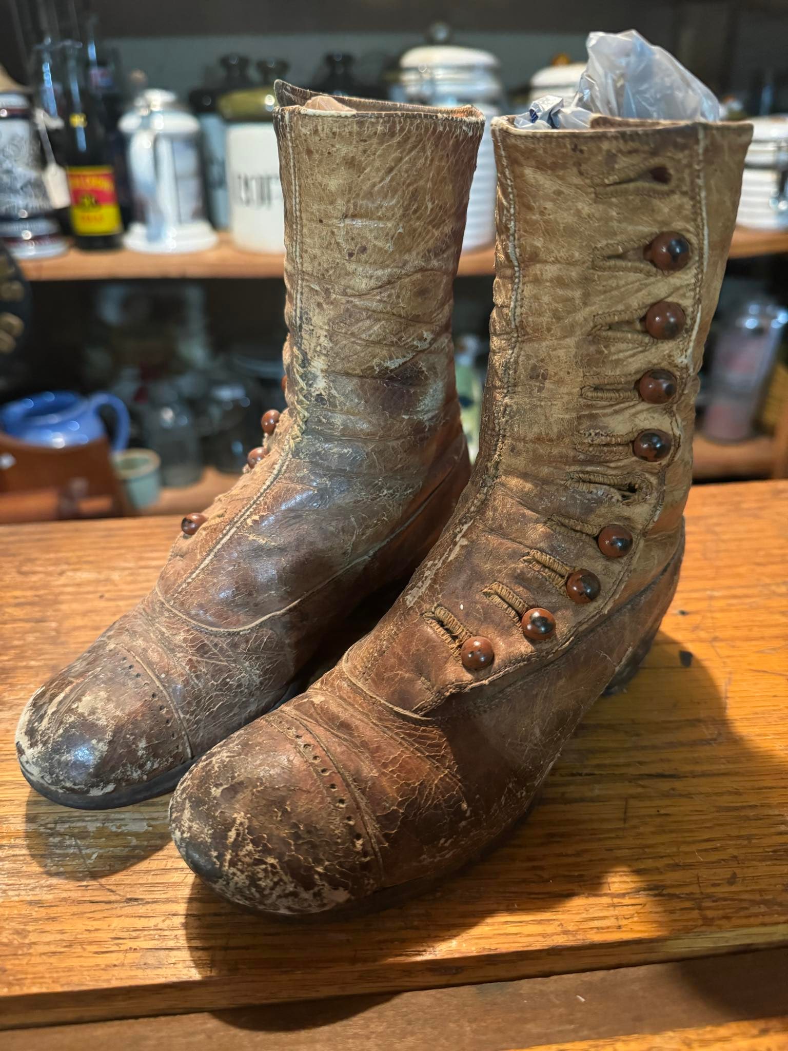 Antique Victorian Leather Button Up Boots: Antique Victorian Leather Button Up Boots