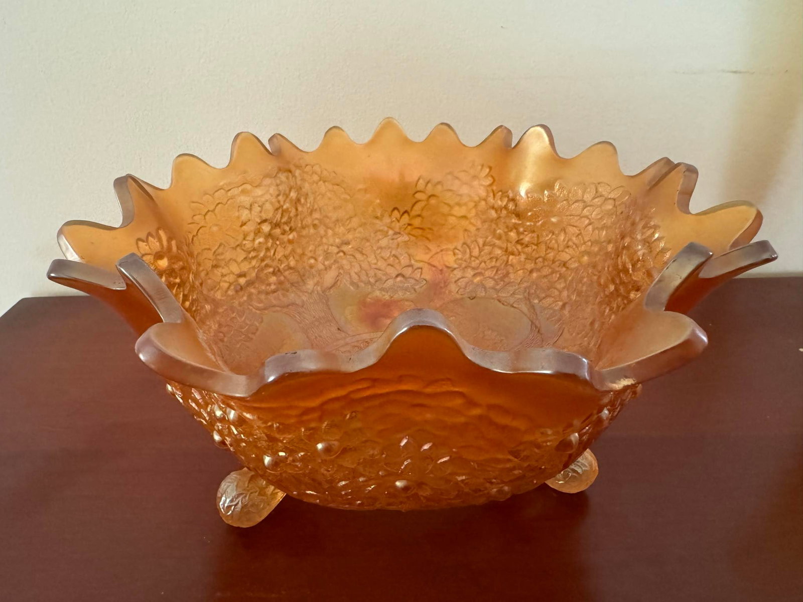 Fenton Marigold Carnival Glass Orange Tree Pattern Fruit Bowl: Fenton Marigold Carnival Glass Orange Tree Pattern Fruit Bowl