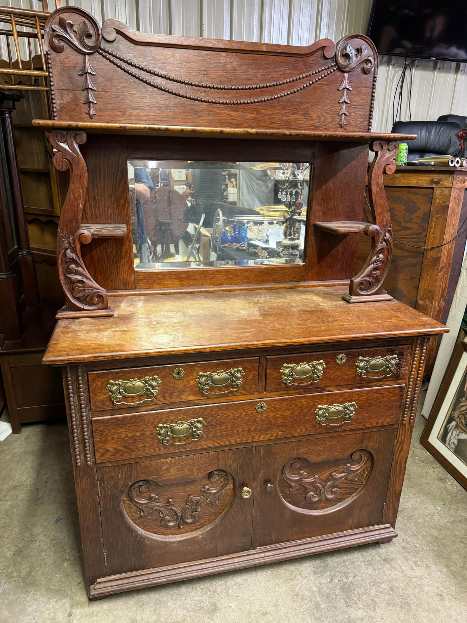 Antique Oak Server buffet: Antique Oak Server buffet