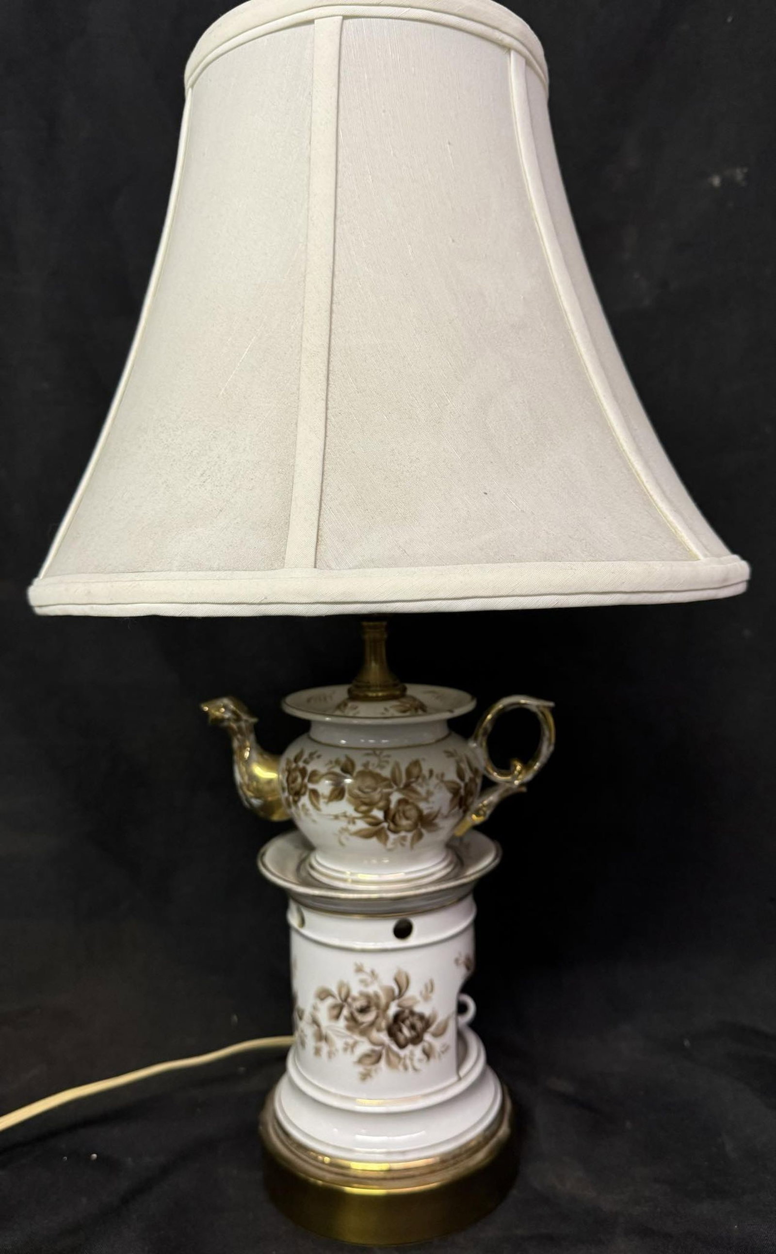Antique French Porcelain Veilleuse Tisaniere Tea Coffee Pot Warmer turned Electrified Table Lamp: Antique French Porcelain Veilleuse Tisaniere Tea Coffee Pot Warmer turned Electrified Table Lamp