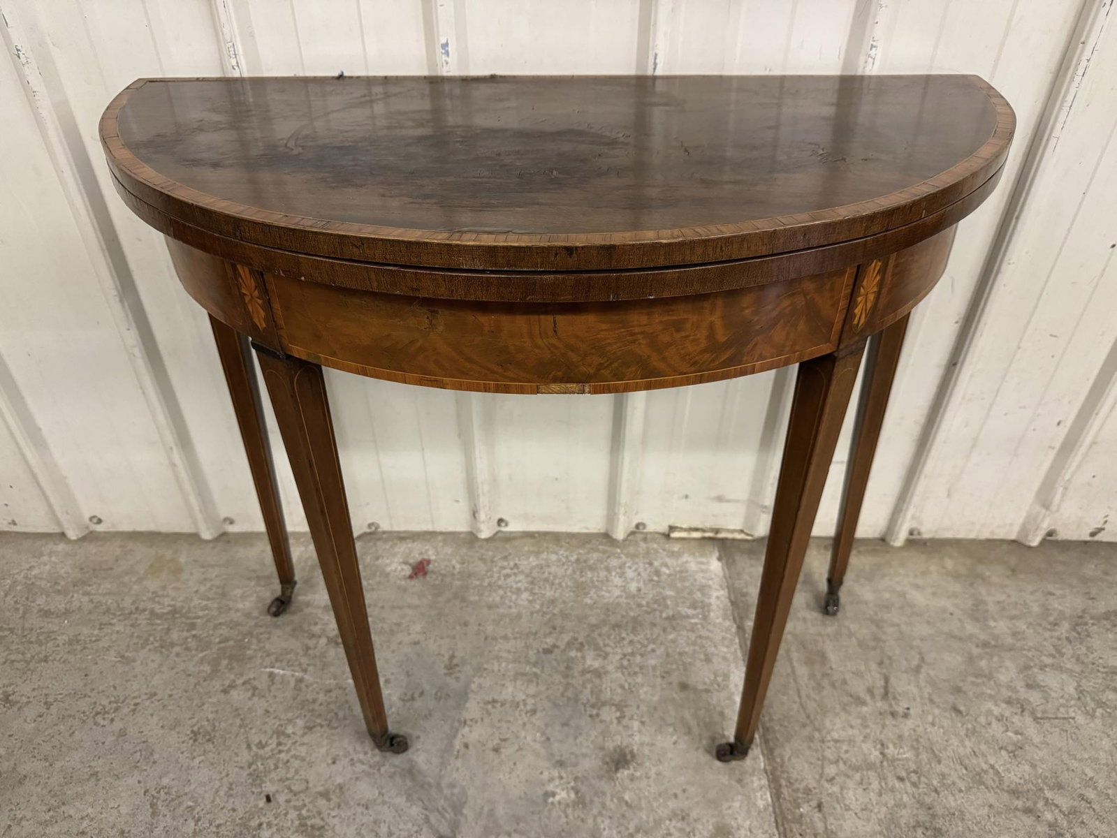 Federal Mahogany Demi-Lune Hepplewhite Card Table,East Coast (Presumed Massachusetts,Circa 1790-1815: Federal Mahogany Demi-Lune Hepplewhite Card Table,East Coast (Presumed Massachusetts,Circa 1790-1815