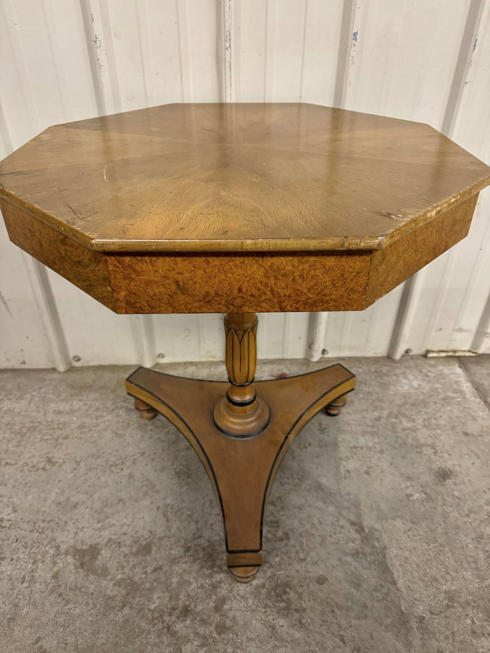 Attractive "Bois Clair" and Ebonized Biedermeier Style Occasional Table by "The Beacon Hill: Attractive "Bois Clair" and Ebonized Biedermeier Style Occasional Table by "The Beacon Hill Furniture Co." American, circa 1940-1950