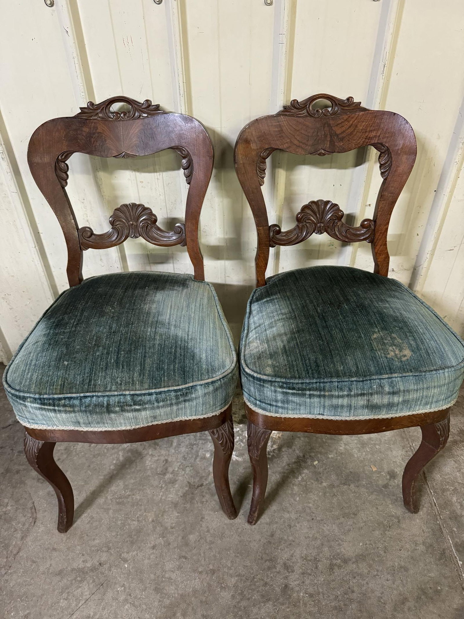Pair of Victorian Carved Back Chairs: Pair of Victorian Carved Back Chairs