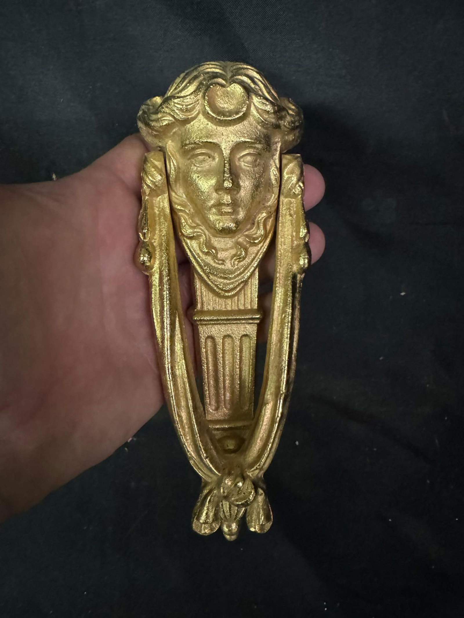 Cast Iron Gold Painted Roman Figure Door Knocker (1 of 2)