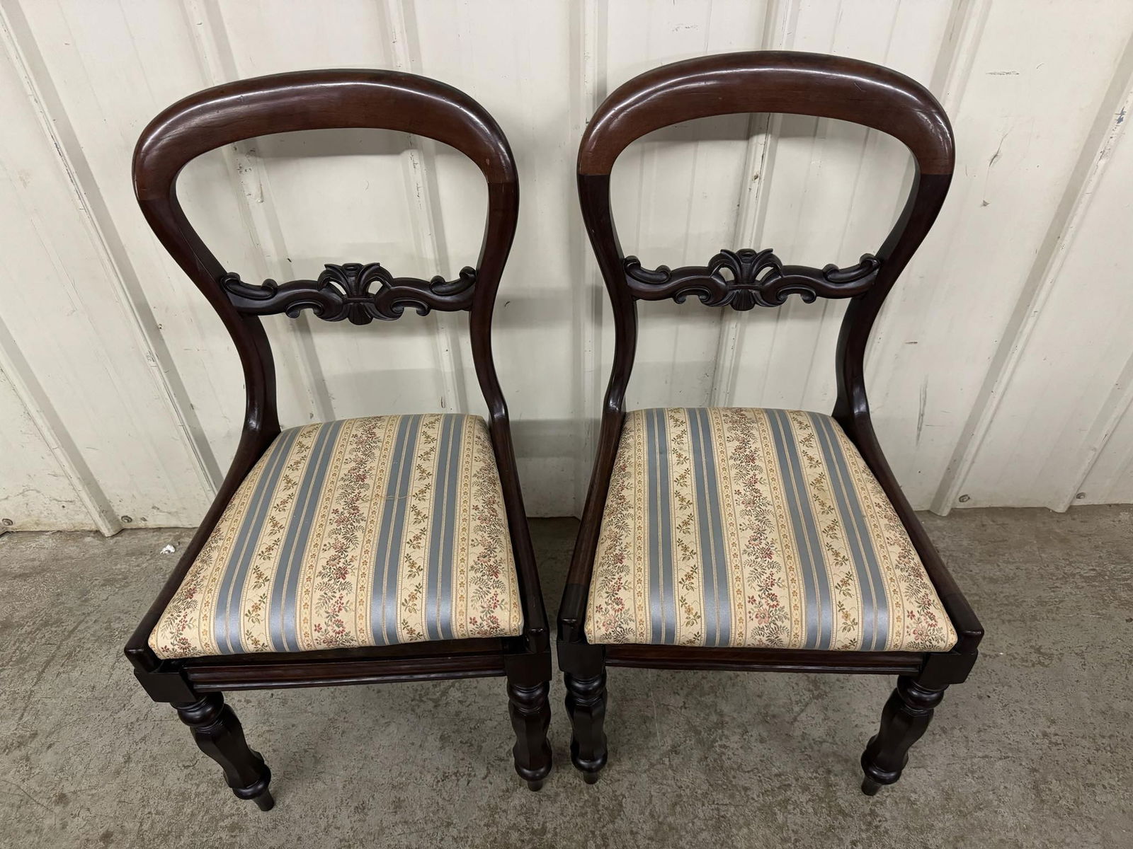 Pair of Antique Victorian Rosewood and Cherry Balloon-Back Side Chair (1 of 3)
