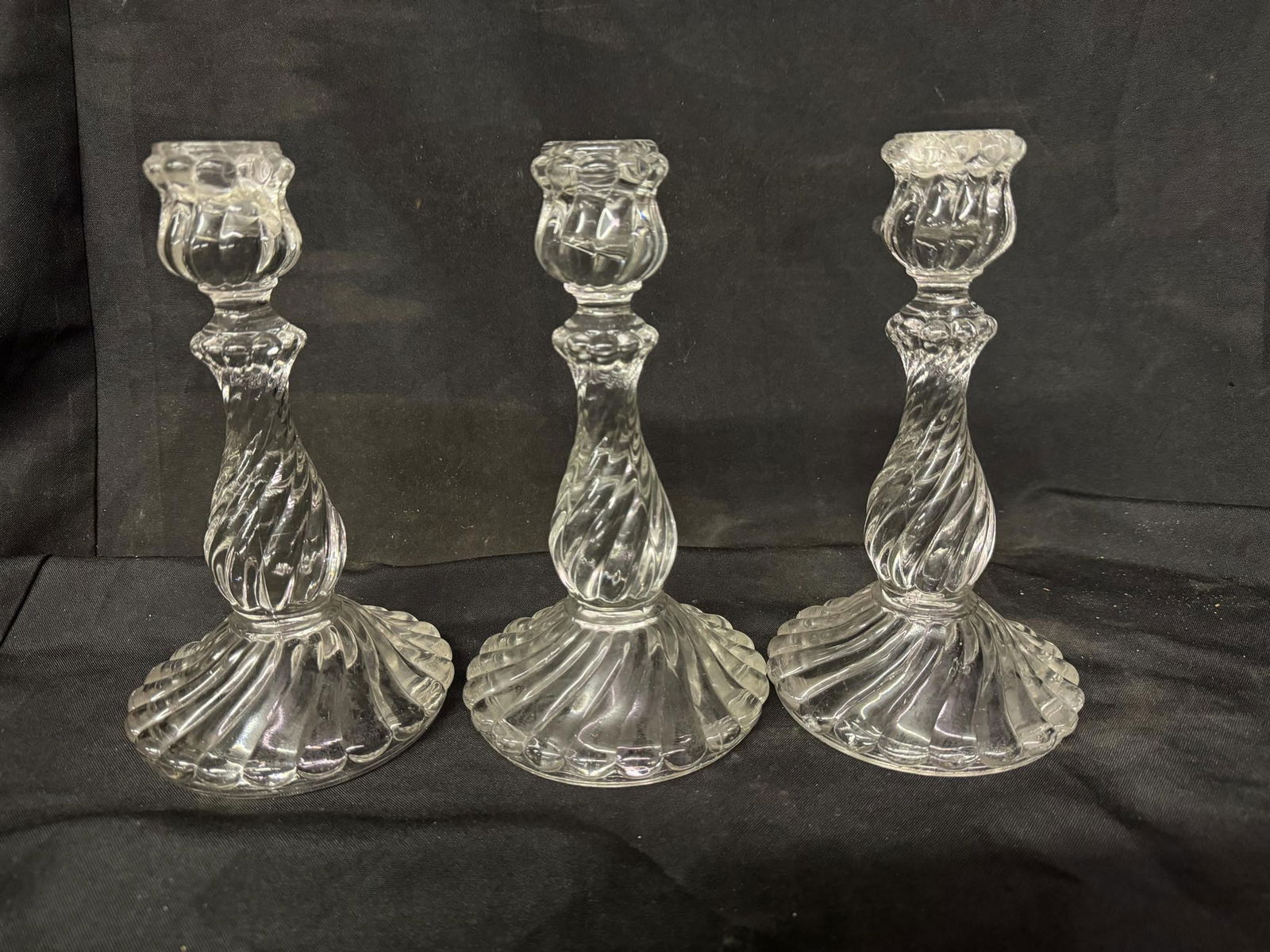 Vintage Fostoria Candlesticks Swirl Glass Pattern: Vintage Fostoria Candlesticks Swirl Glass Pattern
