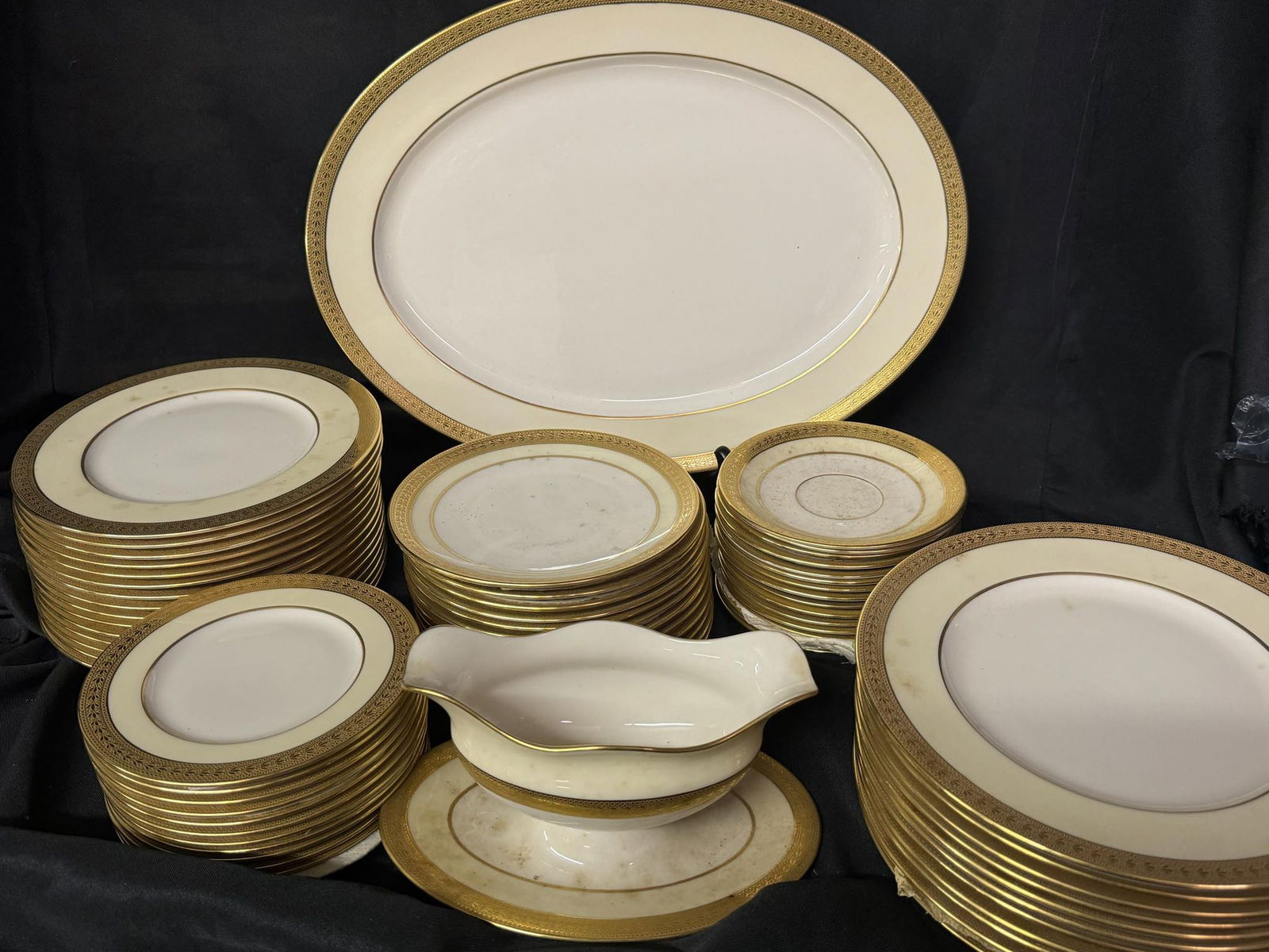 Large Set of Lennox Dinnerware China, "Evanston" Pattern; Mid 20th Century or Earlier (1 of 3)