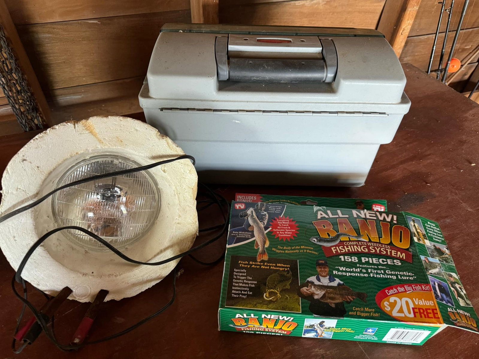 Light, Banjo Weedless Fishing System, Lock box: Light, Banjo Weedless Fishing System, Lock box