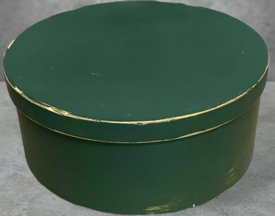 Green Painted Pantry Box 12.5" Diameter (1 of 2)