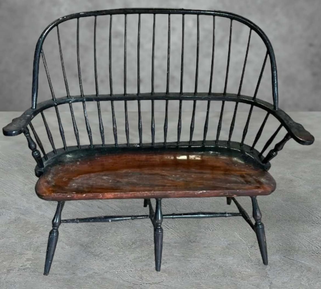 Miniature Windsor Style Bench 15"H 17"W 6"Diameter (1 of 3)