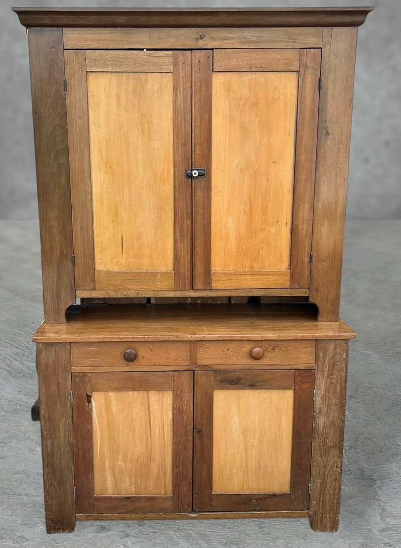 Early Two Piece Country Stepback Cupboard 78"H 49"W 18"D (1 of 3)