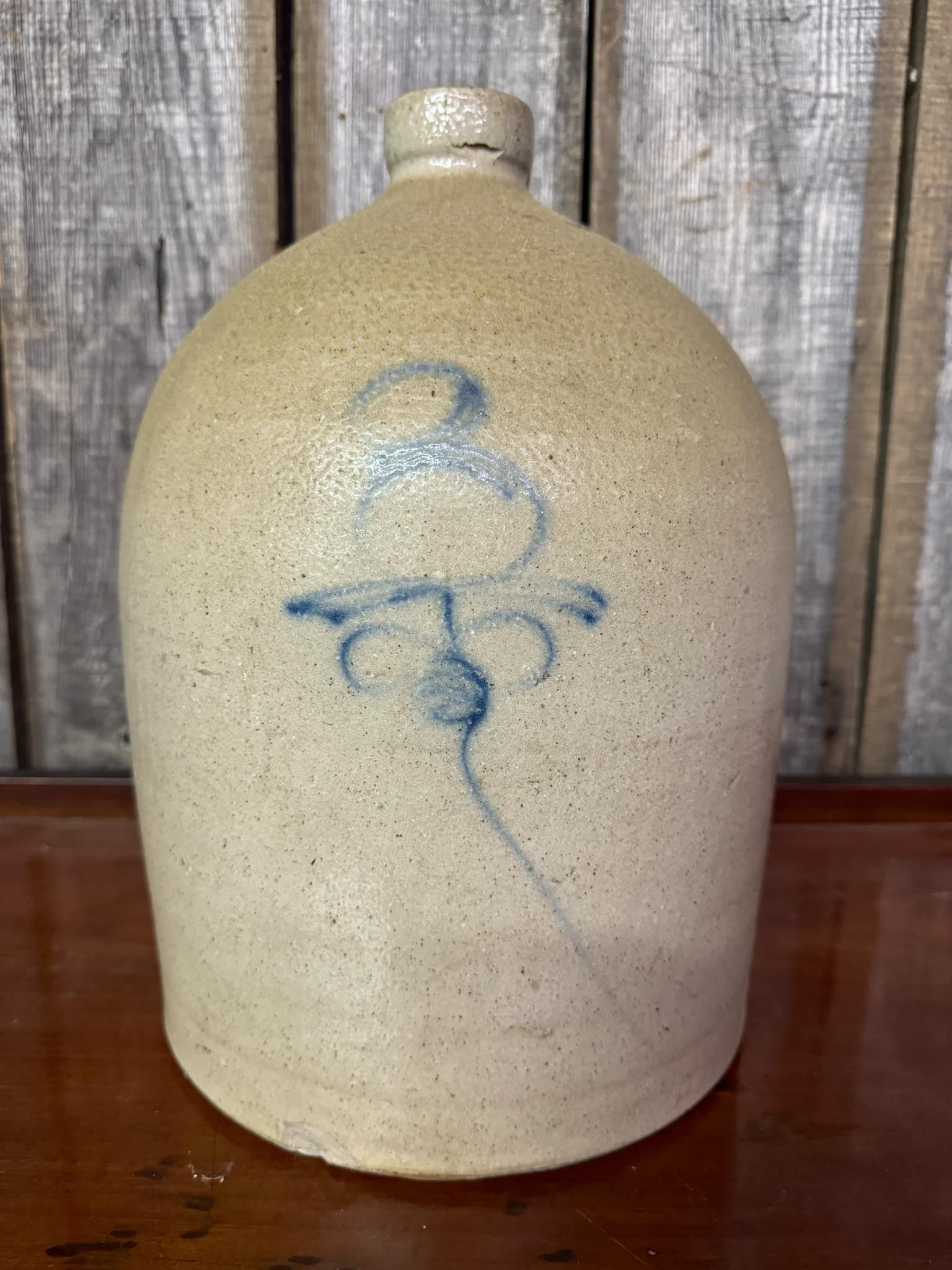 Early Stoneware Pottery Crock Jug #8 Bee Sting Cobalt Decorated (1 of 5)