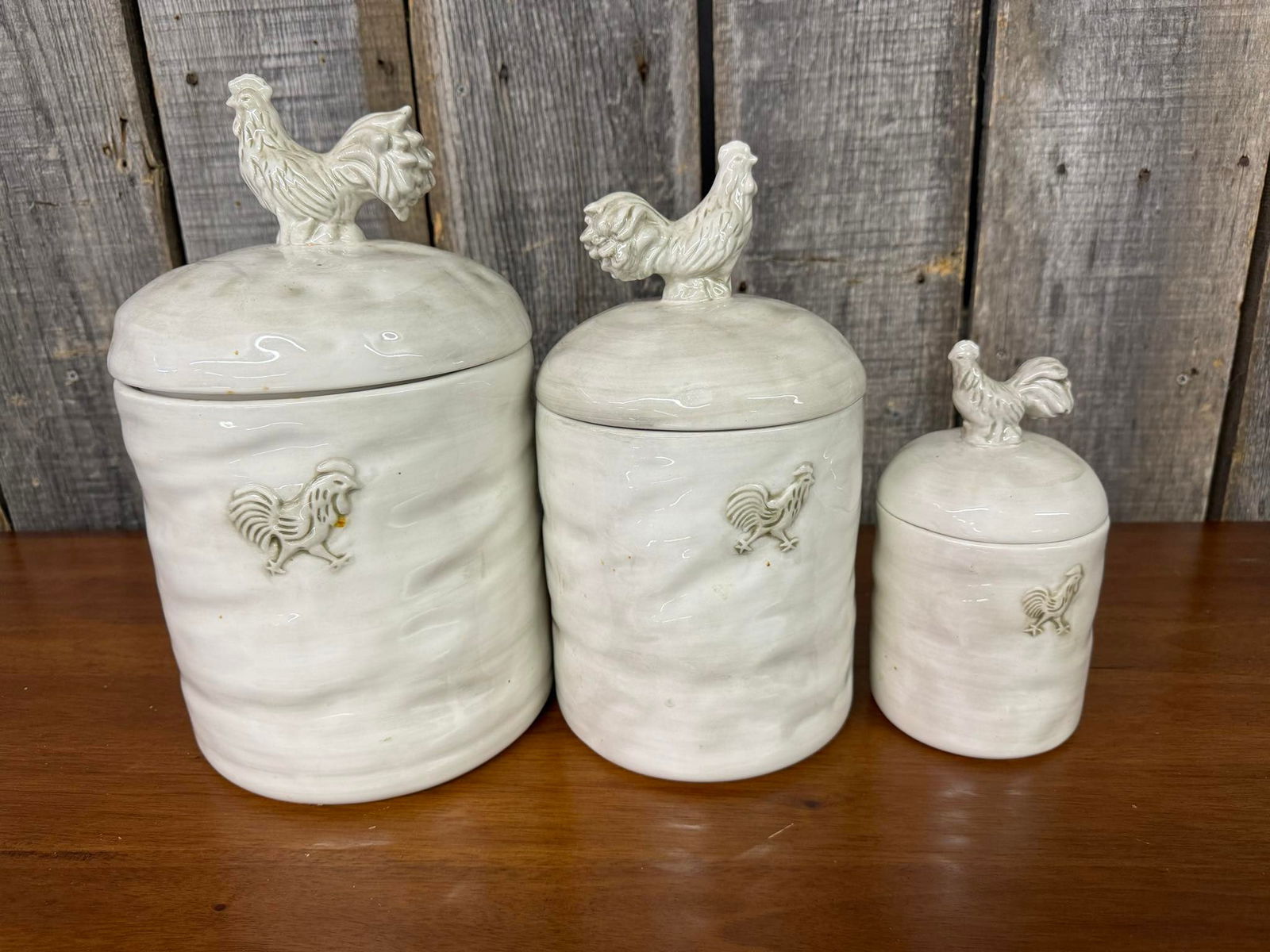 Graduated Ceramic Rooster Canister Set (1 of 2)